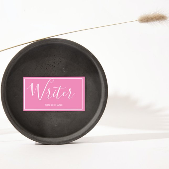 Cartão De Visita escritor rosa - elegante (Criador carregado)