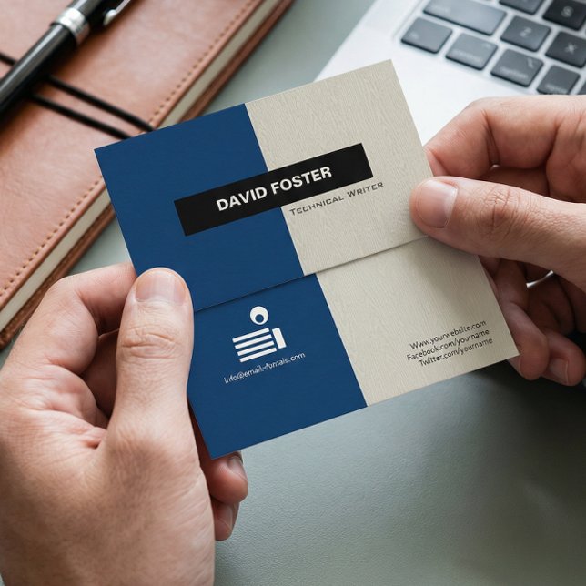 Cartão De Visita Escritor técnico - Na moda Elegante simples (Criador carregado)