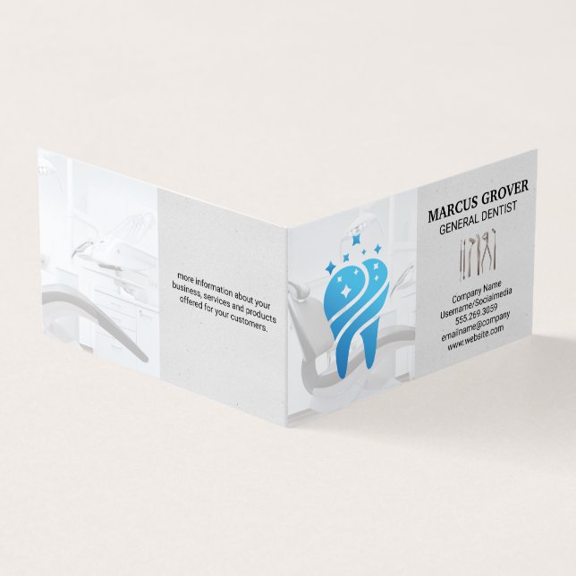 Cartão De Visita Escritório de Dentist | Pente Azul Limpa | Ferrame (Exterior)