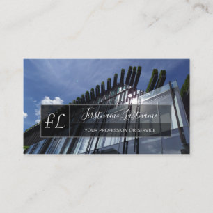 Cartão De Visita Escritório de fachada de vidro moderno, monograma