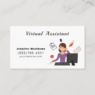Cartão De Visita Escritório do Assistente Virtual de Cartoon de Be