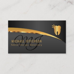 Cartão De Visita Escritório do dentista do monograma - preto e our