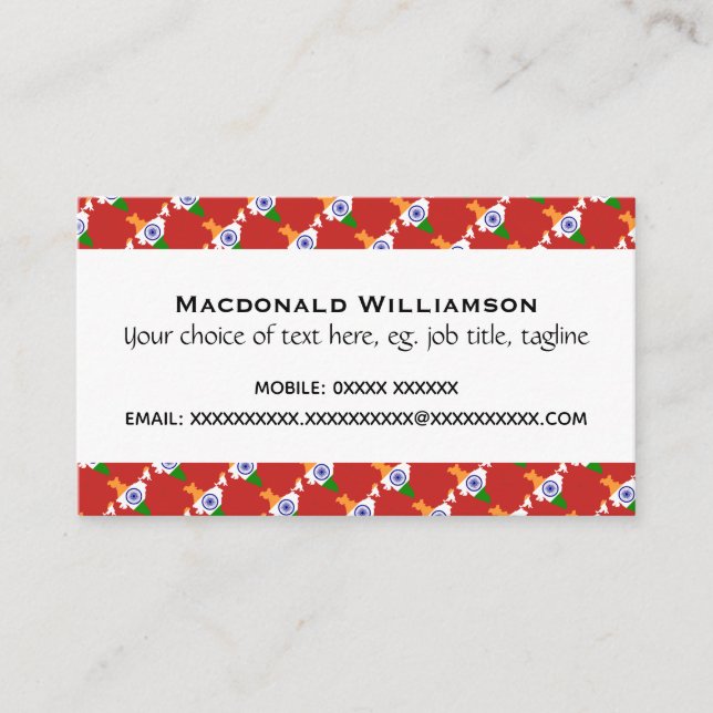 Cartão De Visita Escritura Cristã da ÍNDIA John 3:16 RED (Frente)