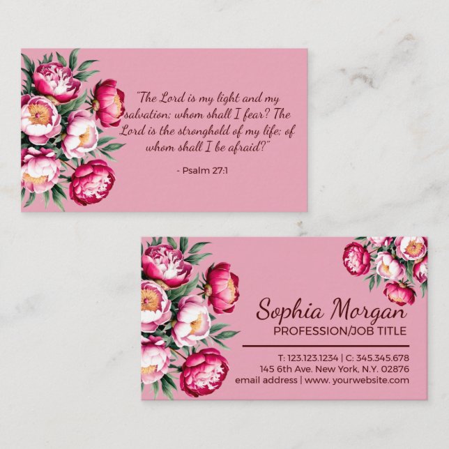 Cartão De Visita Escritura de Watercolor promete a Deus - Salmo 27: (Frente/Verso)