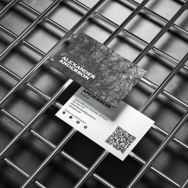 Cartão De Visita Escrivora Mínima Profissional Moderna em Preto (Modern Minimal Professional Black Scribble Business Card)