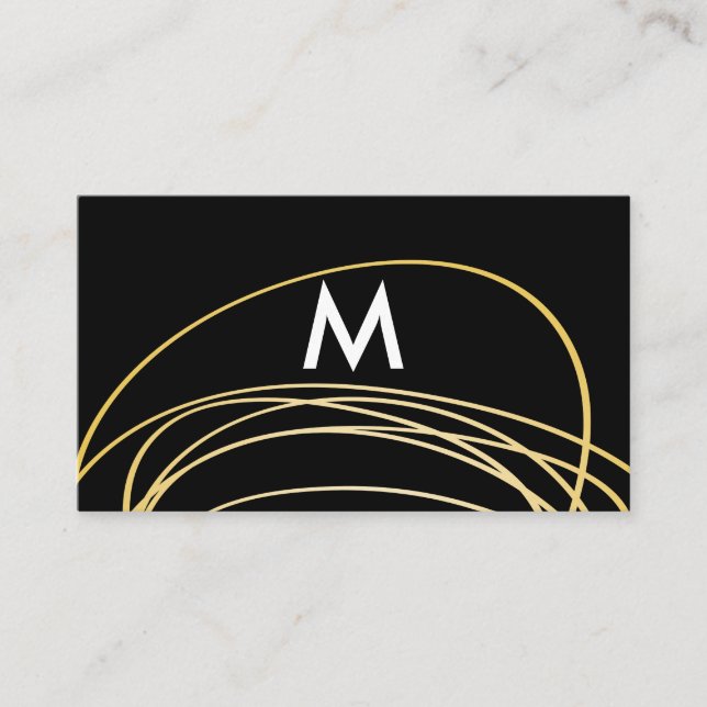 Cartão De Visita Escrivores Dourados Contemporâneos com Monograma (Frente)