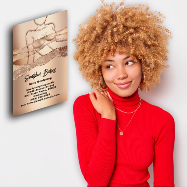 Cartão De Visita Esculpindo o corpo personalizado Cosméticos Logoti (Custom Body Sculpting Cosmetics Logo QRCode Insert)