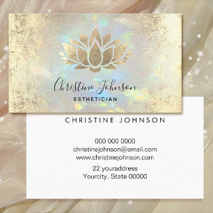 Cartão De Visita esesteticista faux gold foil lotus no opal