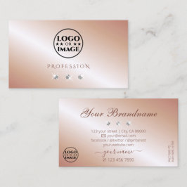 Cartão De Visita Esfregando Diamantes Dourados Rosa com Logotipo