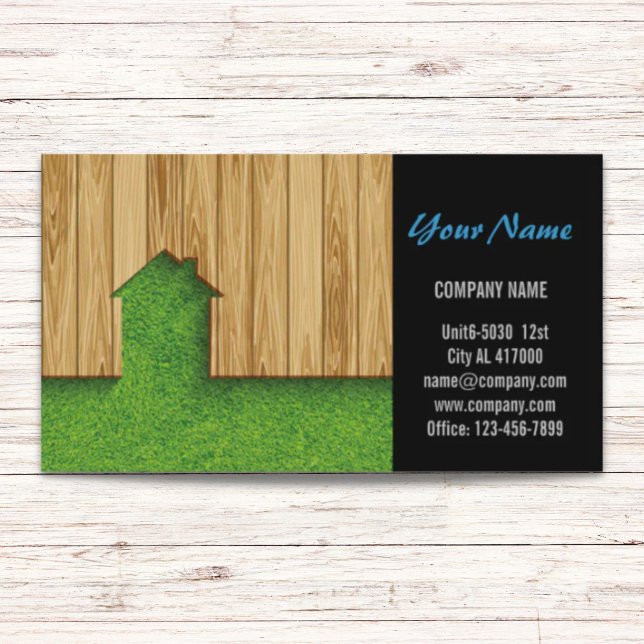 Cartão De Visita Esgrima paisagística de construção de carpintaria (Carpentry Construction landscaping fencing Business Card)