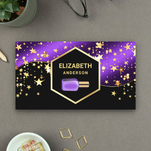 Cartão De Visita Esmalte Royal Purple com Confete Dourado Manicure