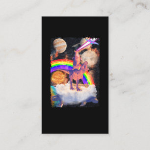 Cartão De Visita Espacial Cat cavalgando Trex Turtle Planets Cósmi