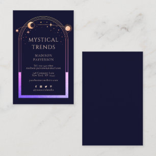 Cartão De Visita Espaço Místico Arco-Íris Azul Sol Lua Astronômico