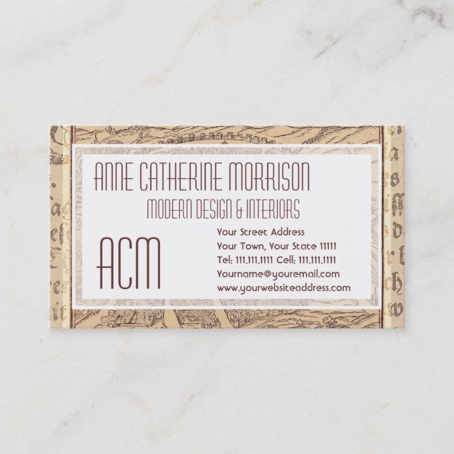 Cartão De Visita Espanha espanhola antiga elegante de Sevilha do (Frente)