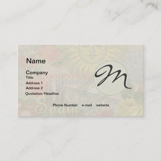 Cartão De Visita Espanha Sunshine - Arte Espanhola (Frente)