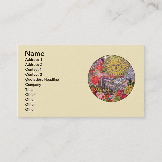 Cartão De Visita Espanha Sunshine - Arte Espanhola (Frente)
