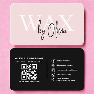 Cartão De Visita Especialista em Cera Esteticista Código QR Rosa