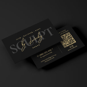 Cartão De Visita Especialista em Contorno Corporal Elegante Preto