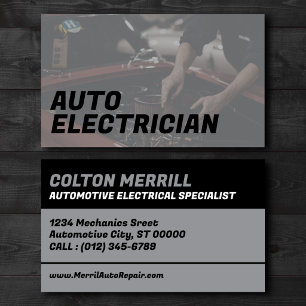 Cartão De Visita Especialista em Elétrica Automotiva Cinza