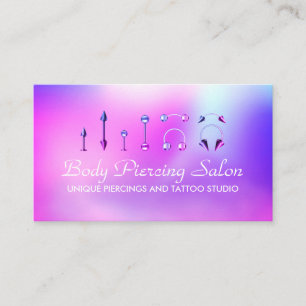 Cartão De Visita Especialista em Piercing holograma Chic