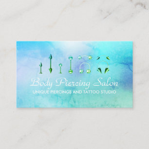 Cartão De Visita Especialista em Piercing holograma Cor verde Chic