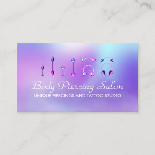 Cartão De Visita Especialista em Piercing holograma rosa
