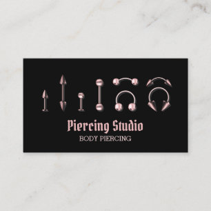 Cartão De Visita Especialista em Piercing Moderno Preto rosa