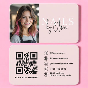 Cartão De Visita Especialista em Unhas de Foto Código QR