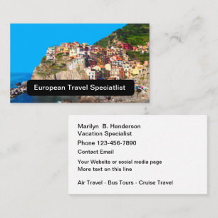 Cartão De Visita Especialista em Viagem de Férias Europeias
