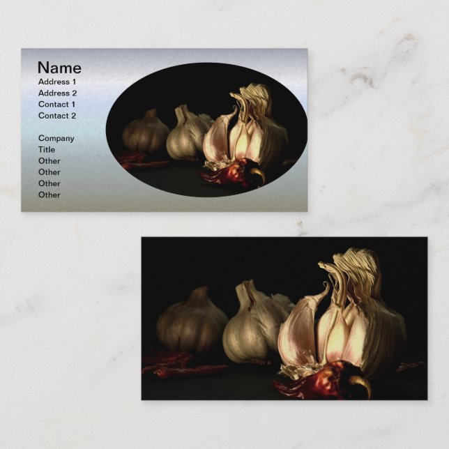 Cartão De Visita Especiarias de alho e pimenta (Frente/Verso)