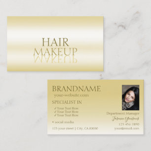 Cartão De Visita Espelho Chic Dourado Fonte Elegante com Foto Estil