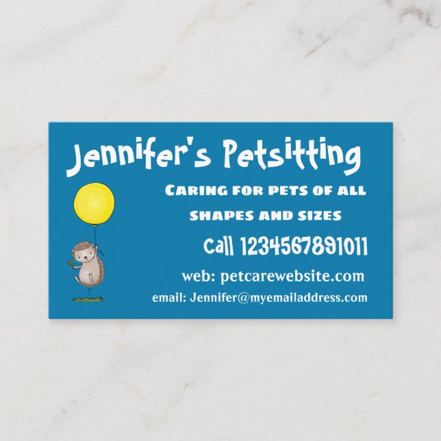 Cartão De Visita Espelho de ouriço e desenho de balão (Frente)