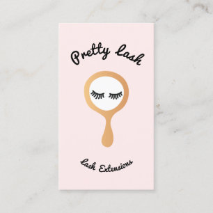 Cartão De Visita Espelho Dourado da Extensão Lash EyeLash Rosa