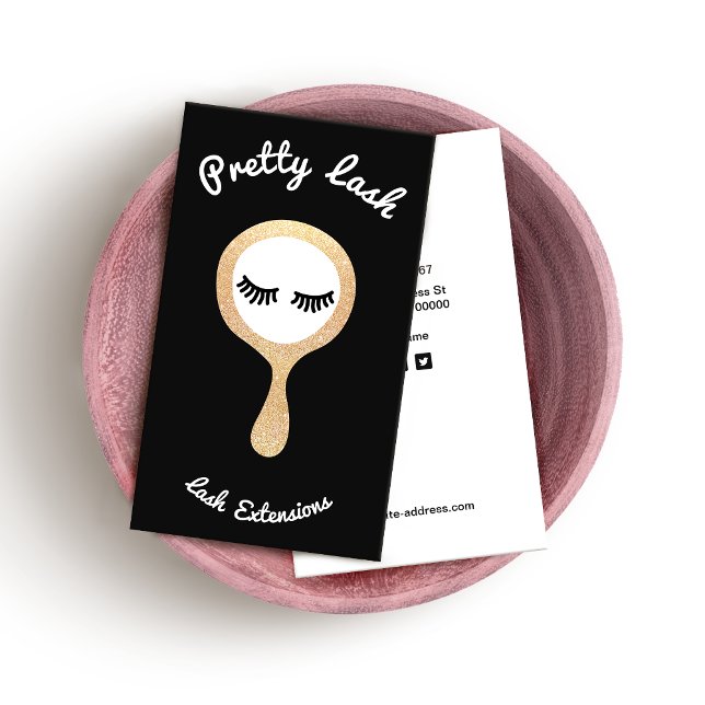 Cartão De Visita Espelho Dourado da Lash EyeLash do Cute (Criador carregado)
