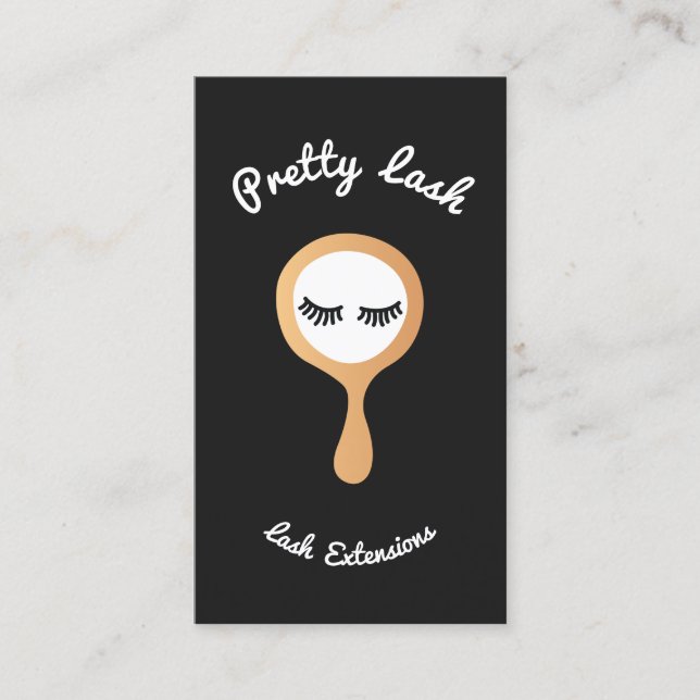 Cartão De Visita Espelho Dourado das Extensões Lash do Olho Branco  (Frente)