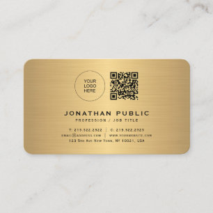 Cartão De Visita Espetáculo Dourado Elegante Carregue seu logotipo 