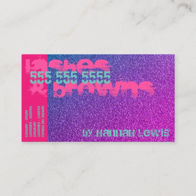 Cartão De Visita Espingardas Brilhantes Roxas Piscadas Rosa Moderna (Frente)