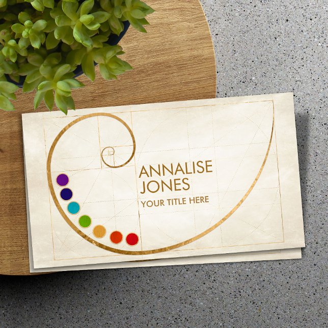 Cartão De Visita Espiral do Ouro Geométrico Sagrado - Chakras (Criador carregado)