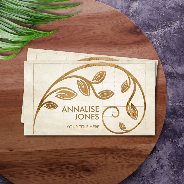 Cartão De Visita Espiral do Ouro Geométrico Sagrado - Ramificação d (Criador carregado)