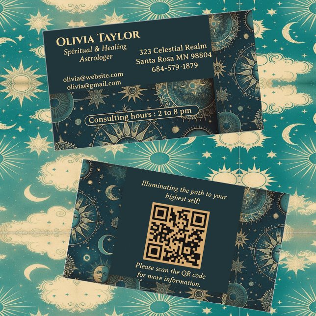 Cartão De Visita Espiritual e cicatrização - oculto celestial do as (Spiritual and Healing Astrologer Celestial Occult Business Card)