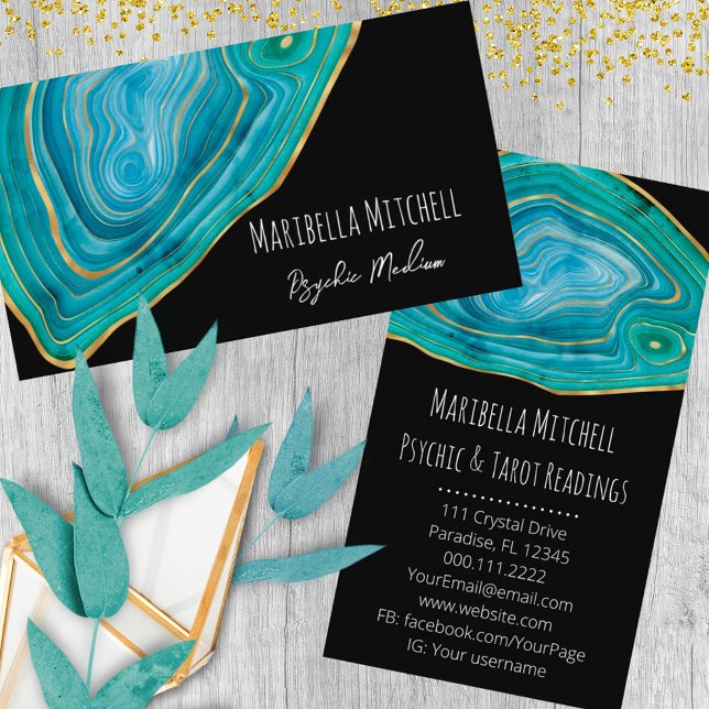 Cartão De Visita Espiritual médio de cristal de agato azul (Criador carregado)