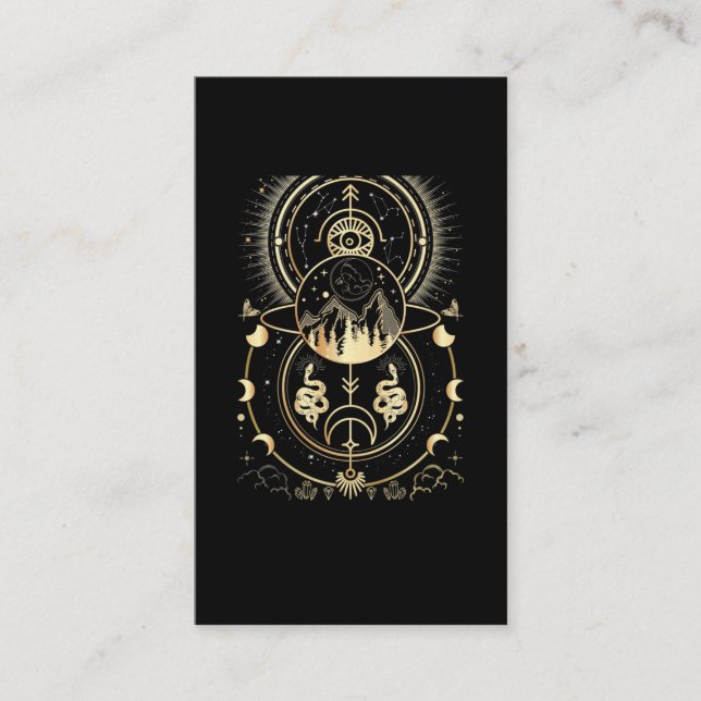 Cartão De Visita Espiritual Natureza Lua Astrologia Estrelas Cobra (Frente)