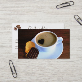 Cartão De Visita Espuma em forma de coração de cookie de café | Seu