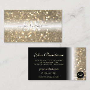 Cartão De Visita Espumante Dourado brilhante Preto-brilhante com Mo