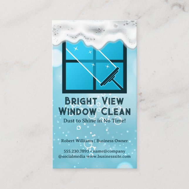 Cartão De Visita Esqueço | Limpeza da janela | Bolhas de sabão (Frente)