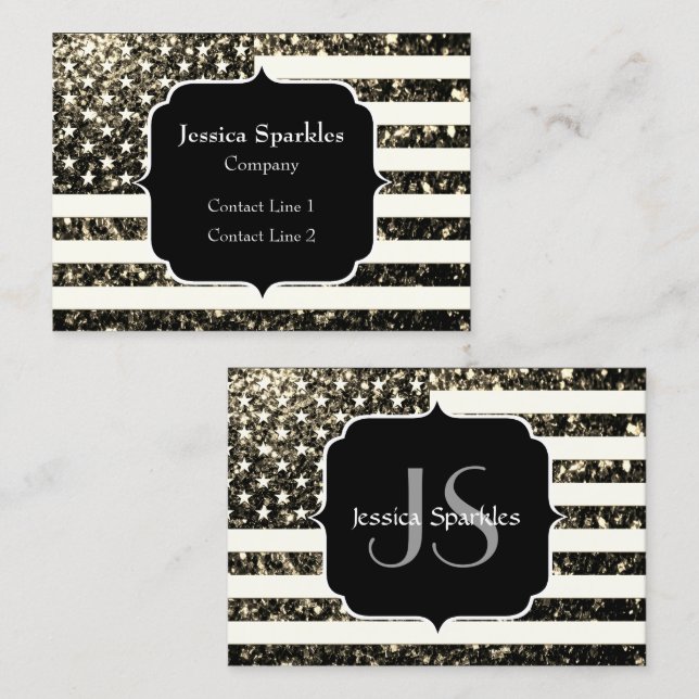 Cartão De Visita Estados Unidos: bandeira dourada sépia faísca bril (Frente/Verso)