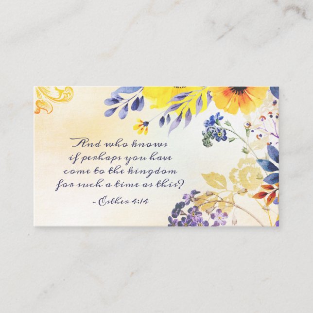 Cartão De Visita Ester 4:14 Venha ao Reino para esse período (Frente)