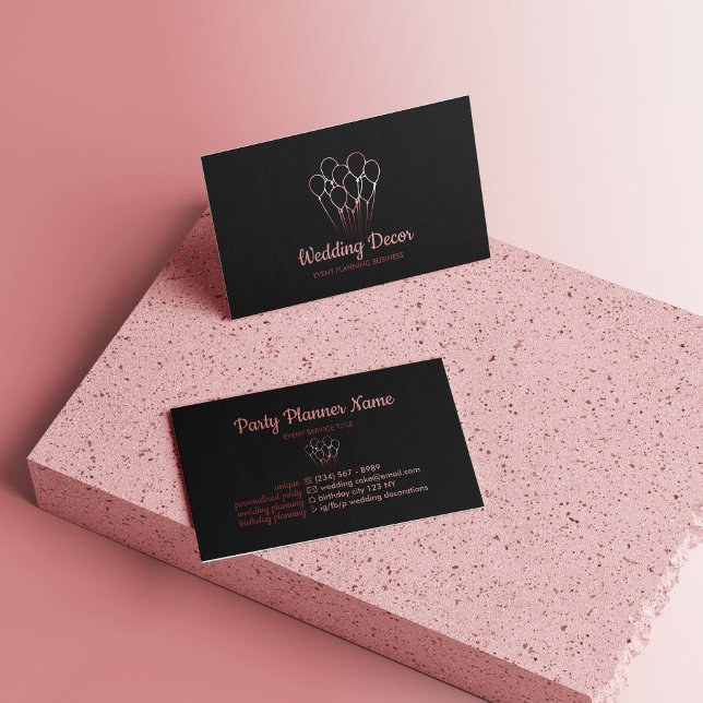 Cartão De Visita Estética Dourada de Rosa de balão (Balloon Rose Gold Aesthetic Business Card)