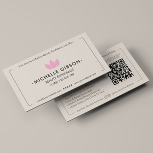 Cartão De Visita Estética Elegante Areia Marfim Marcação Profission