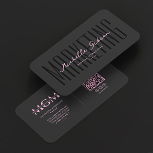 Cartão De Visita Estética Elegante Marketing Rosa Preto